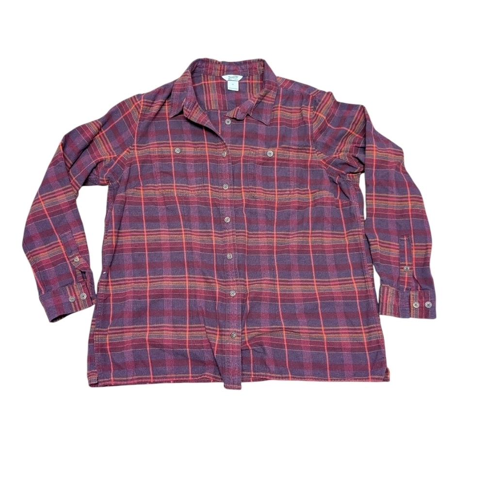 DULUTH Trading Co Women's Cotton Plaid Button Down Shirt for Fall (XL)